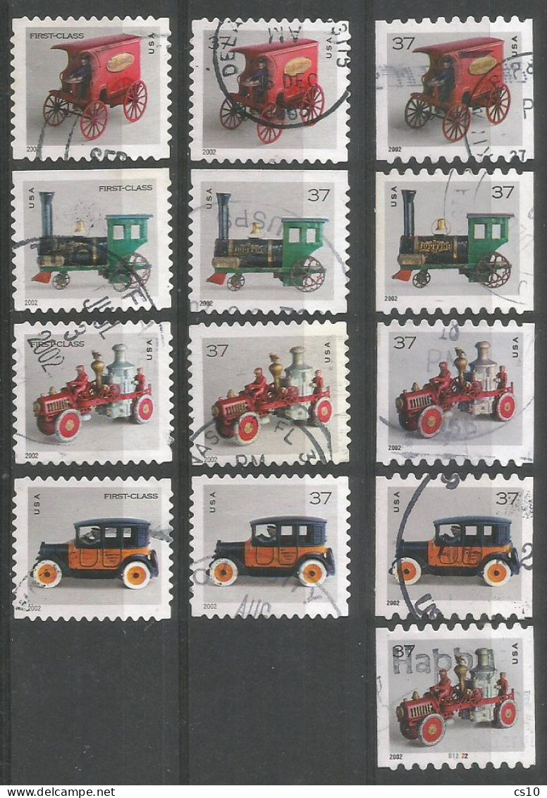 USA 2002/3 Antique Toys 1st Class Sc.3626/9 VFU + C37 Coil # Sc.# 3638/41 + PlateVFU + Booklet Sc.#3642/5 Cpl 13 Set VFU - Ganze Jahrgänge