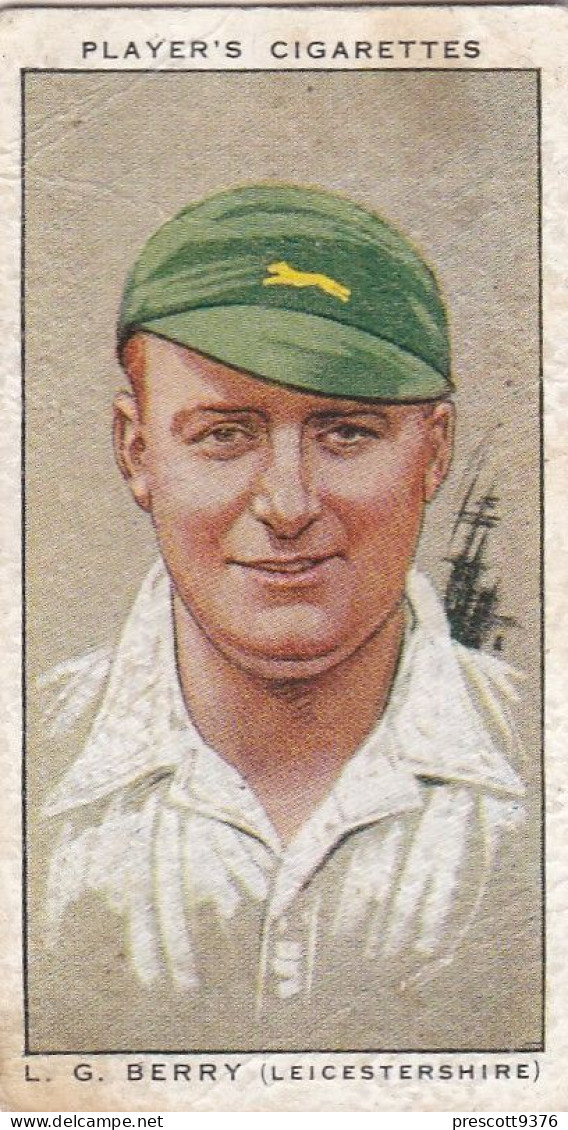 Cricketers 1934  - Players Cigarette Card - 5 Leslie Berry Leicestershire - Player's