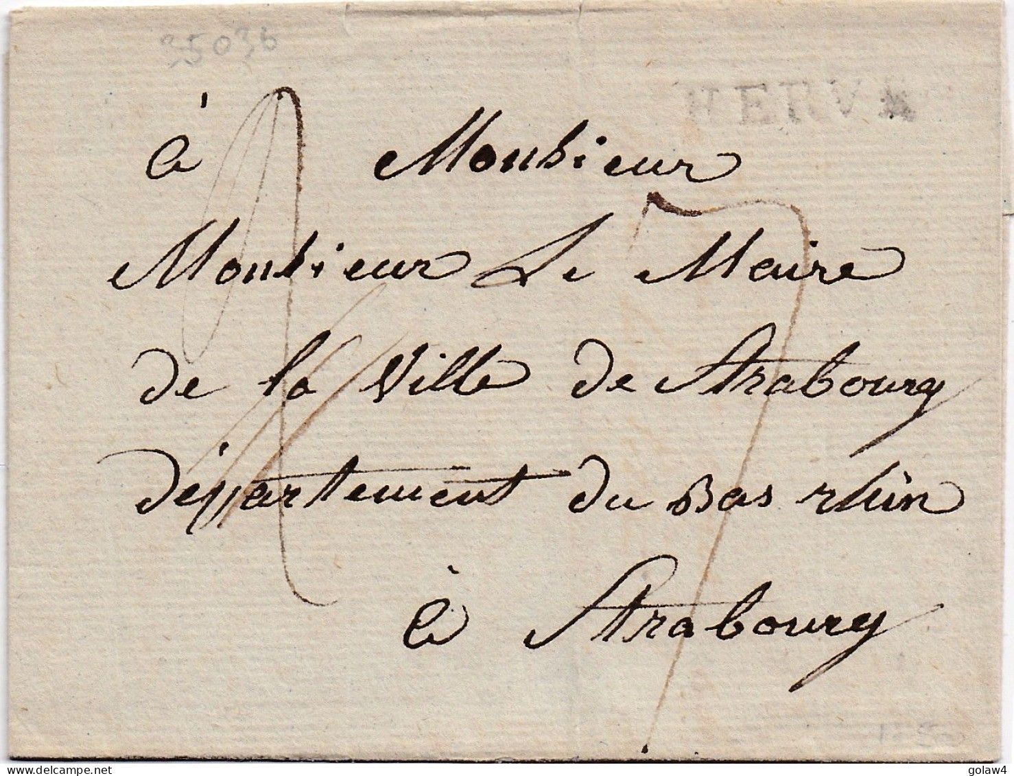 35036# LETTRE TAXE MODIFIEE Obl HERVE Pour STRASBOURG BAS RHIN ALSACE Au Dos DUITSCH GRENSK : TE HENRI CHAPELLE - 1815-1830 (Periodo Holandes)