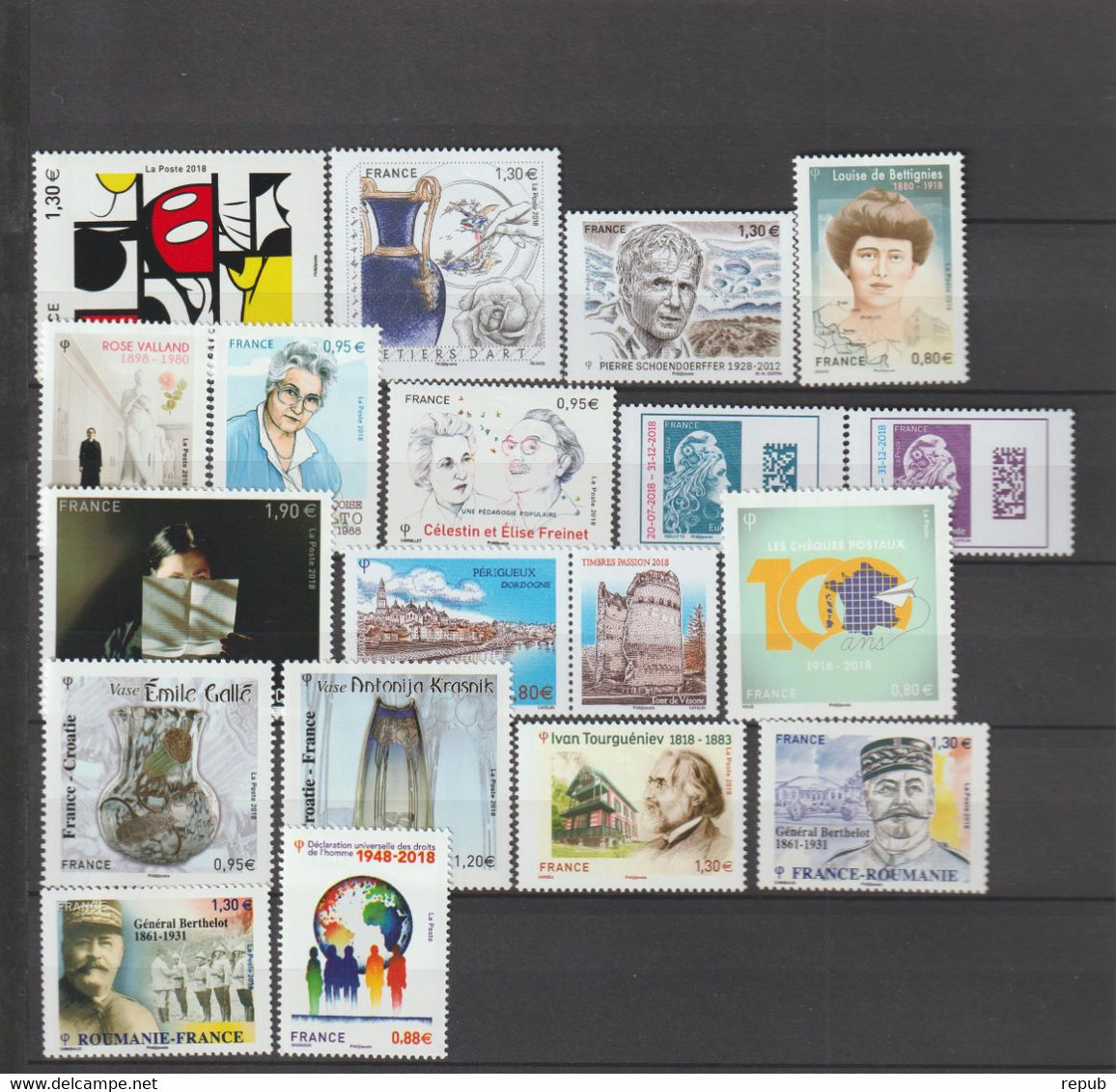 France Lot Des Timbres 2018, émission En Feuilles Faciale 63.50 Euro - Unused Stamps