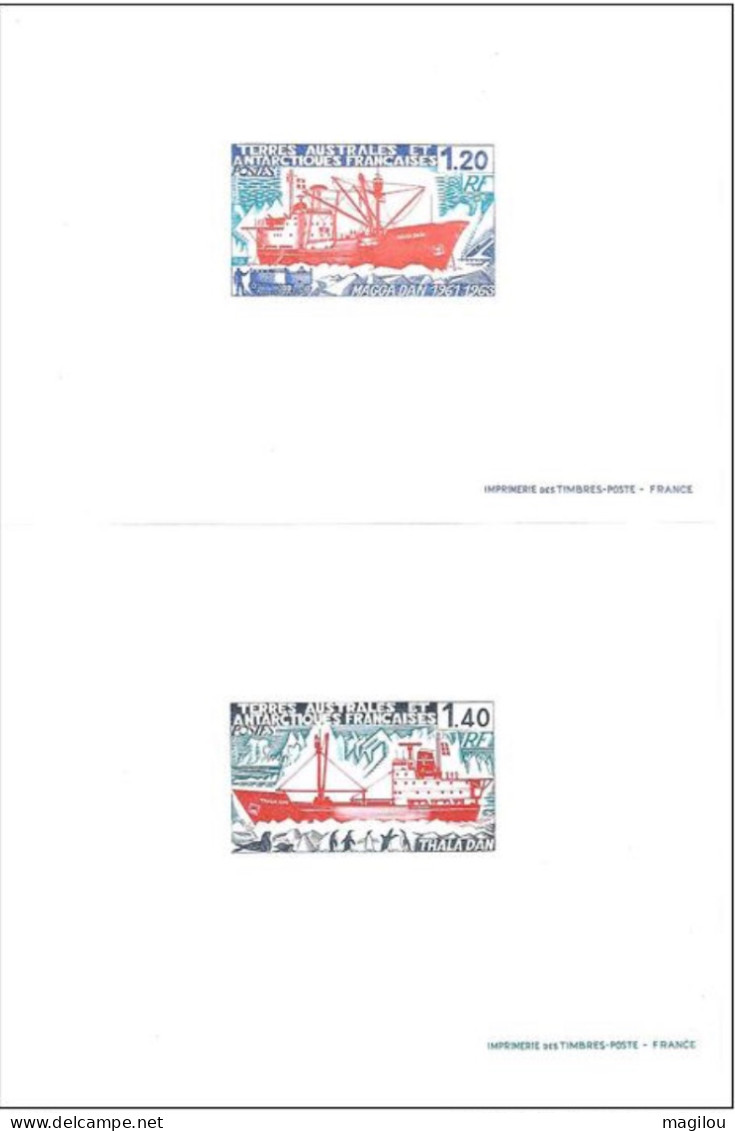 2 Epreuve De Luxe Taaf/fsat Bateau Thala Dan Magga Dan YVT 66/67 - Imperforates, Proofs & Errors