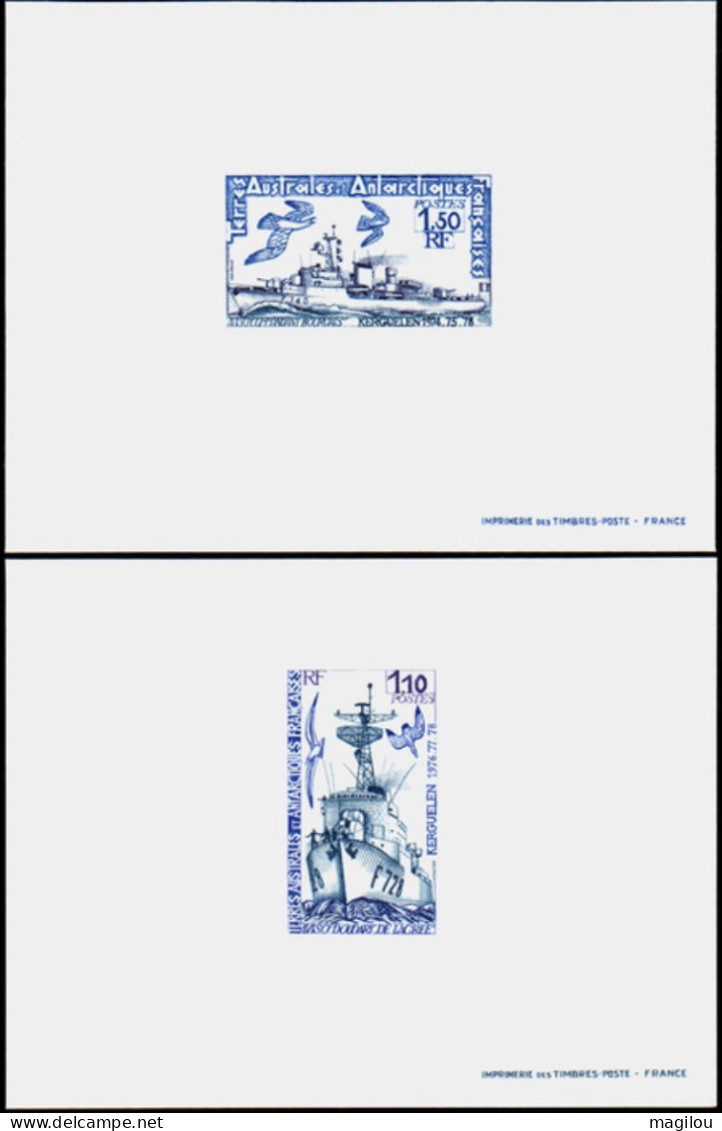 2 Epreuve De Luxe Taaf/fsat Bateau Doudart De Lagrée Commandant Bourdais  YVT 79/80 - Imperforates, Proofs & Errors