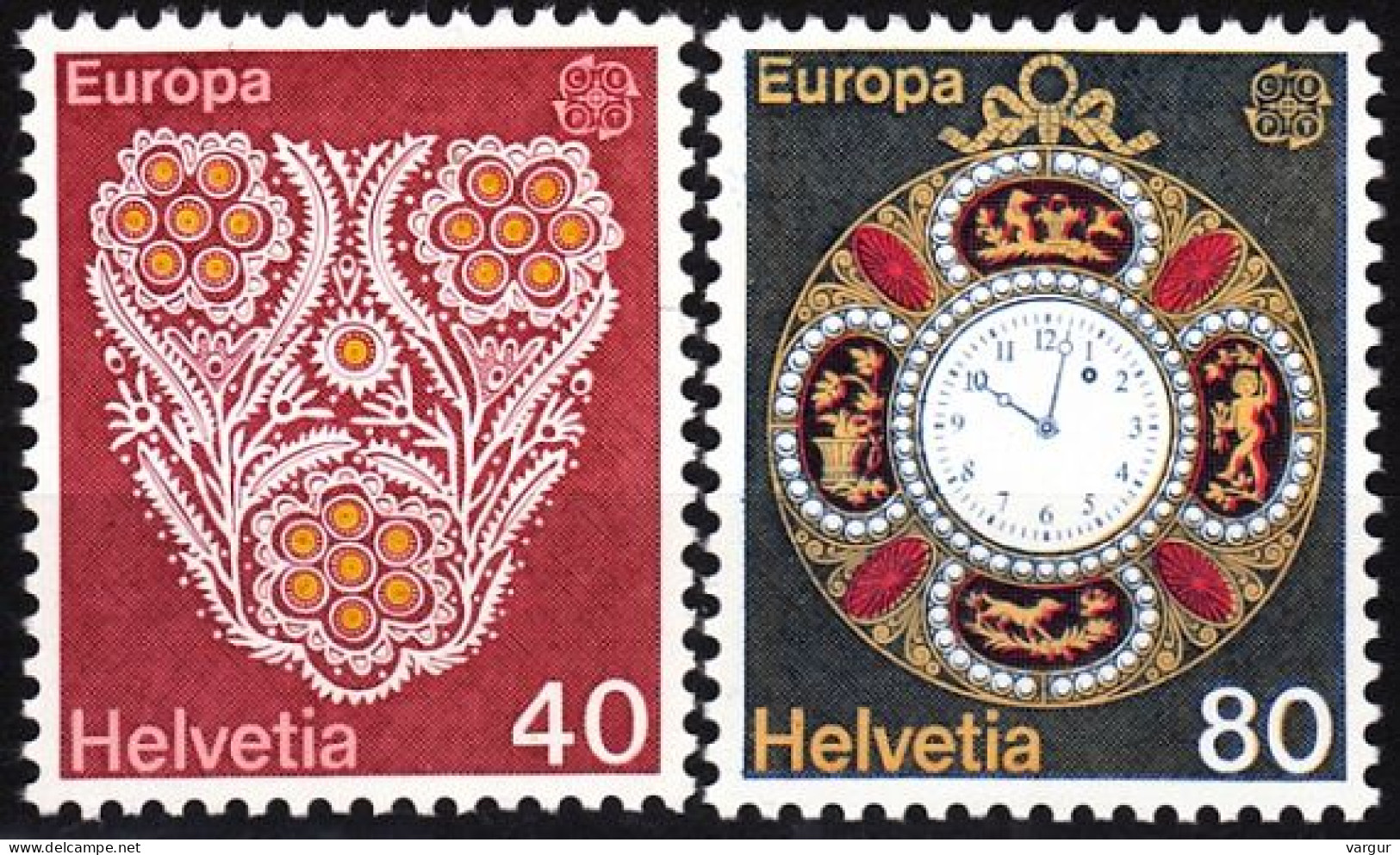 SWITZERLAND 1976 EUROPA: Handicrafts. Embroidery. Complete Set, MNH - 1976