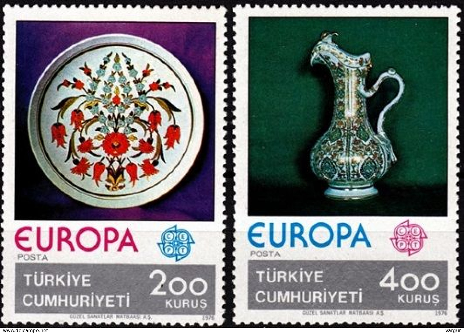 TURKEY 1976 EUROPA: Handicrafts. Ceramic. Complete Set, MNH - 1976