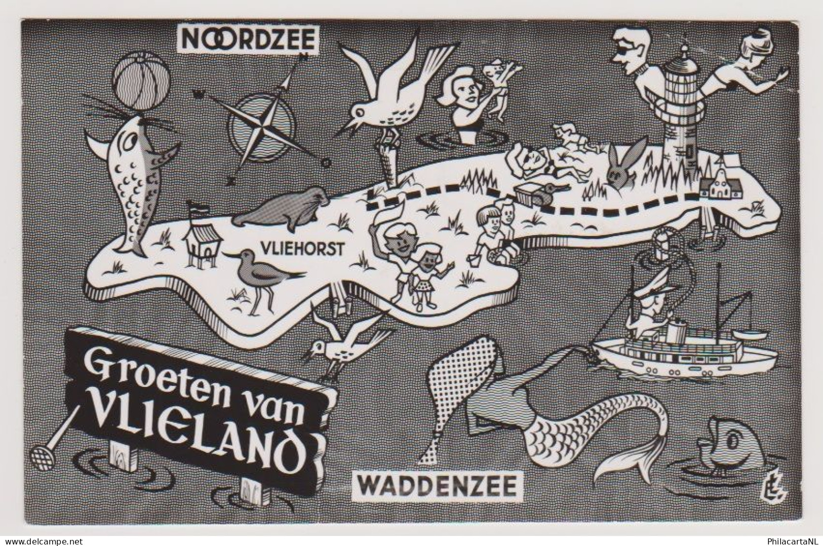 Vlieland - Cartoon Landkaart Eiland - Vlieland