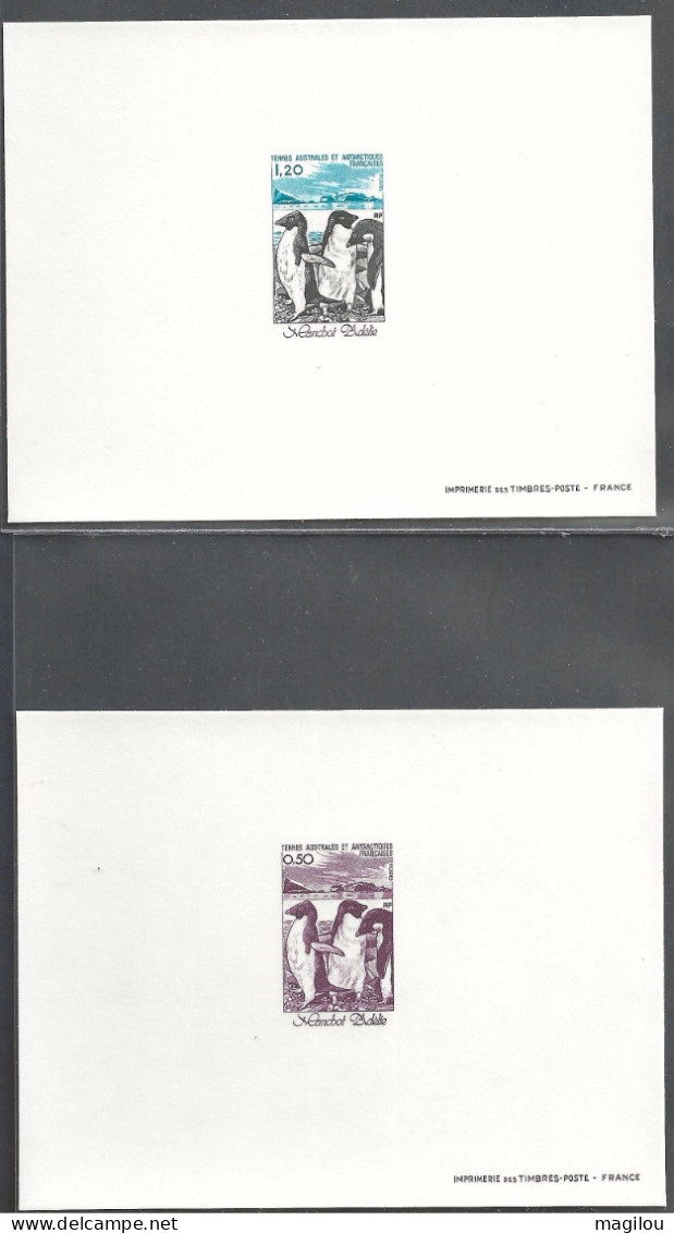 2 Epreuve De Luxe Taaf/fsat Manchots  YVT 86/88 - Imperforates, Proofs & Errors