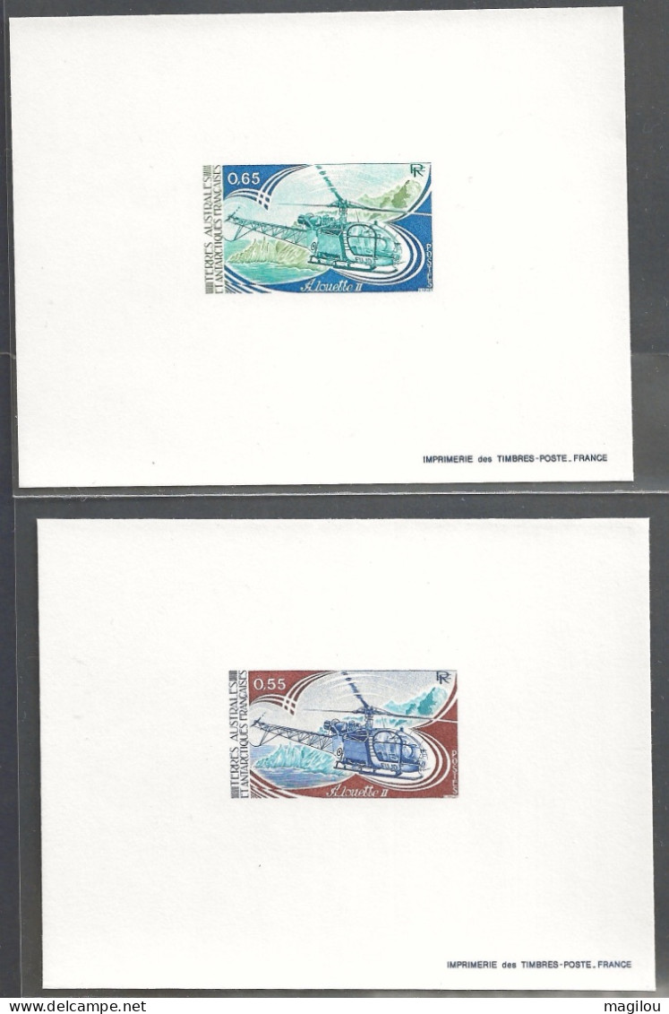 2 Epreuve De Luxe Taaf/fsat Hélicoptère YVT 92/93 - Imperforates, Proofs & Errors