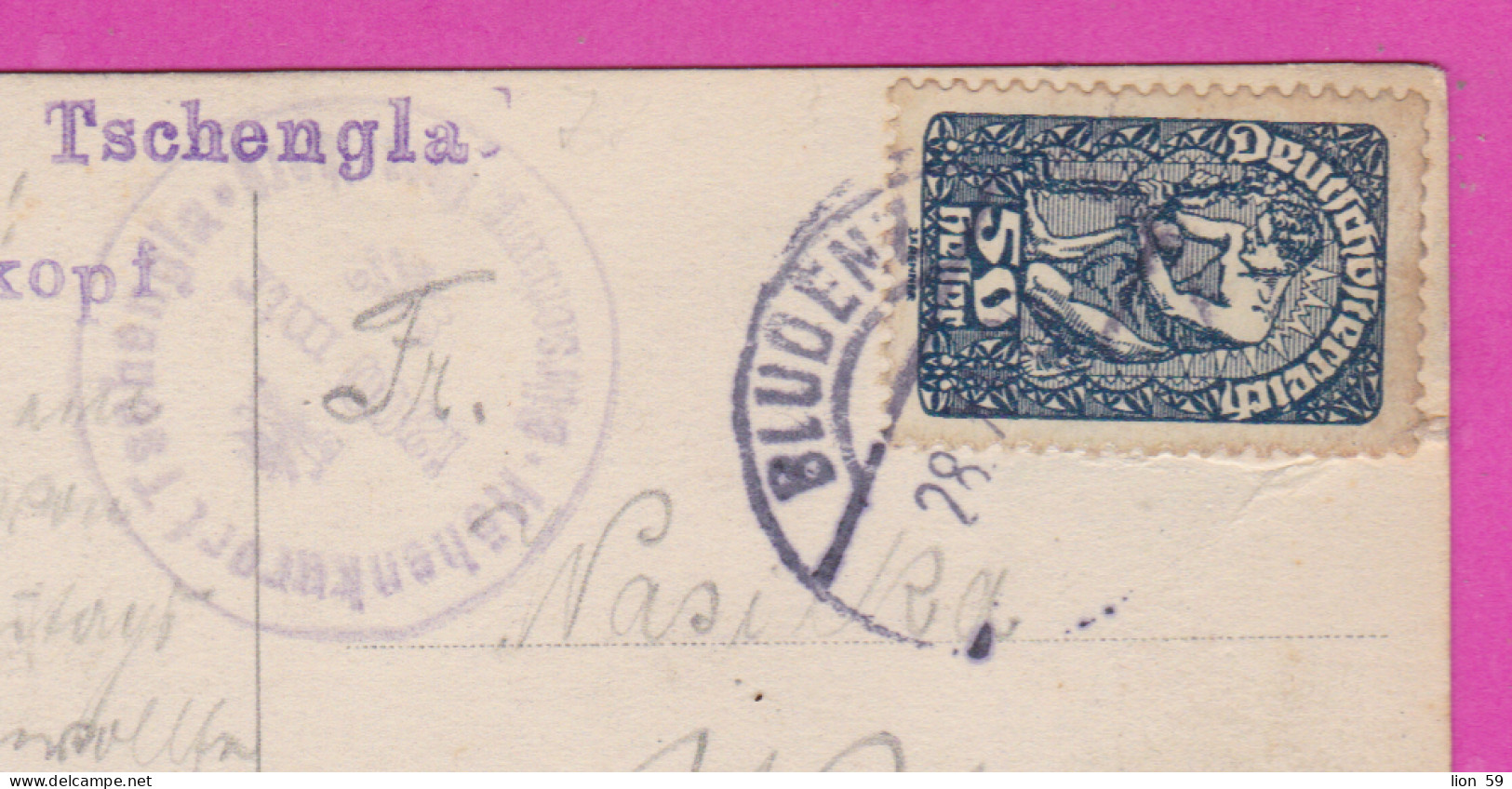 293411 / Austria Gasthaus Pension Mondspitze PC USED Bludenz 1920 - 50H Daily Stamps Blick Vom Höhenkurort Tschengla - Bludenz