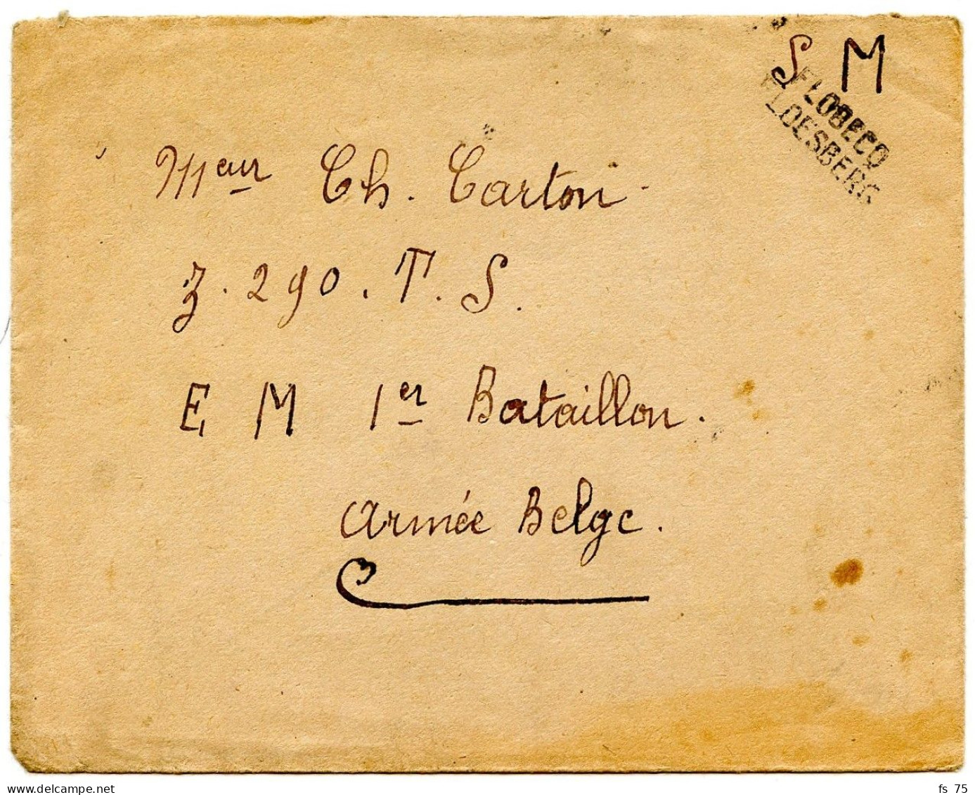 BELGIQUE - GRIFFE BILINGUE FLOBECQ SUR LETTRE EN FRANCHISE AVEC TEXTE D'OGY, 1919 - Cartas & Documentos