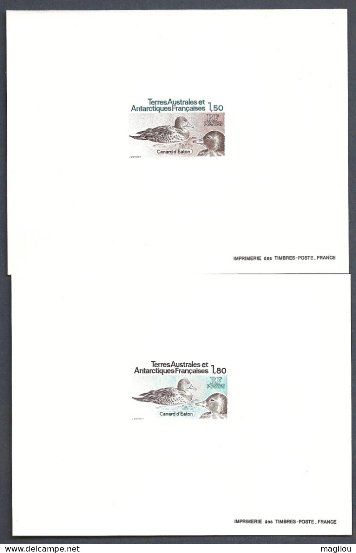 2 Epreuve De Luxe Taaf/fsat Canard D’eaton YVT 97/98 - Imperforates, Proofs & Errors