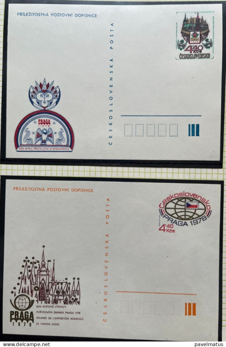 Czechoslovakia 1974 -1986 Unused Commemorative Stationery Postal Cards  (28 pieces)