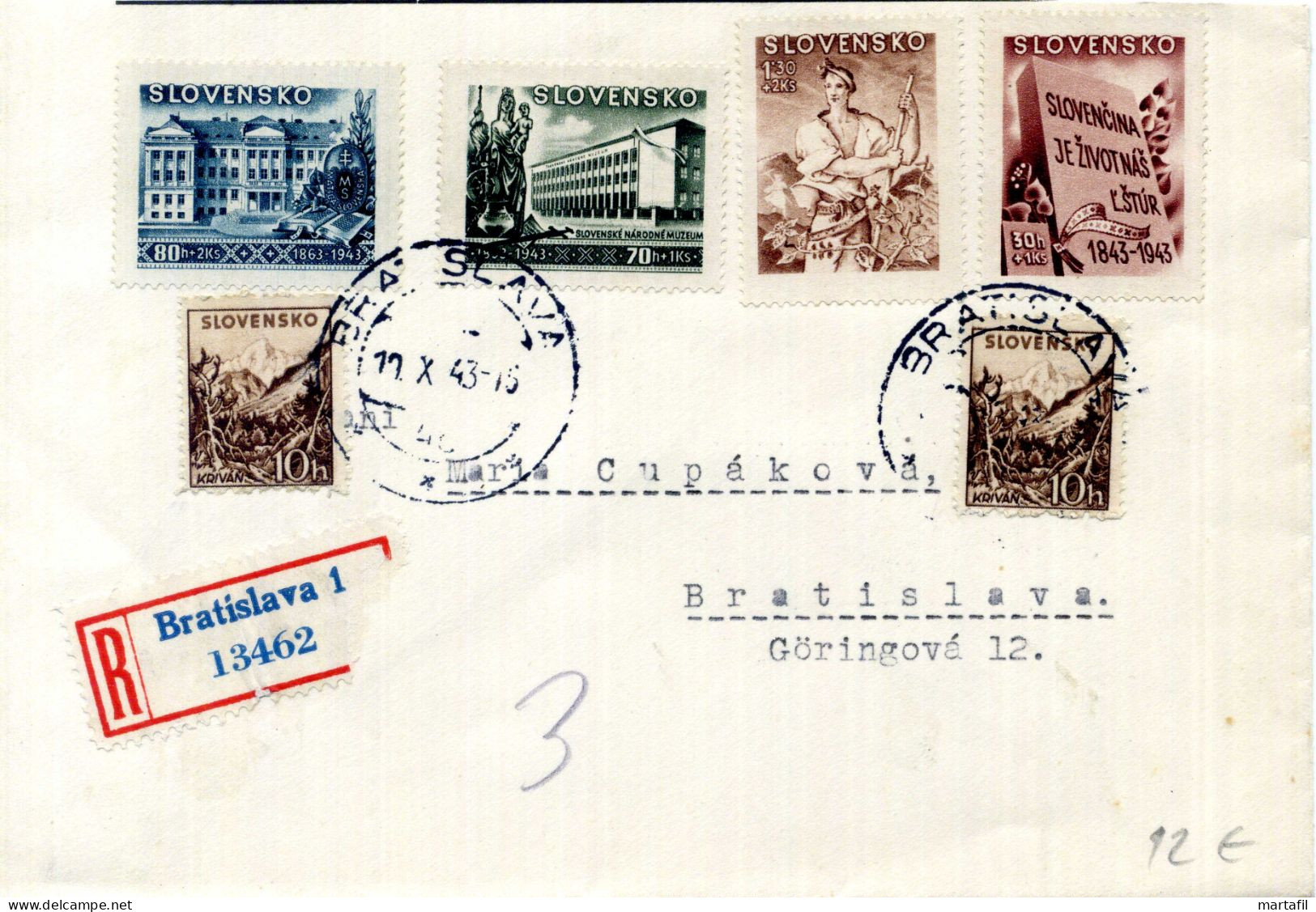 SLOVACCHIA, Slovensko, Storia Postale & Annulli - 1943 - Storia Postale