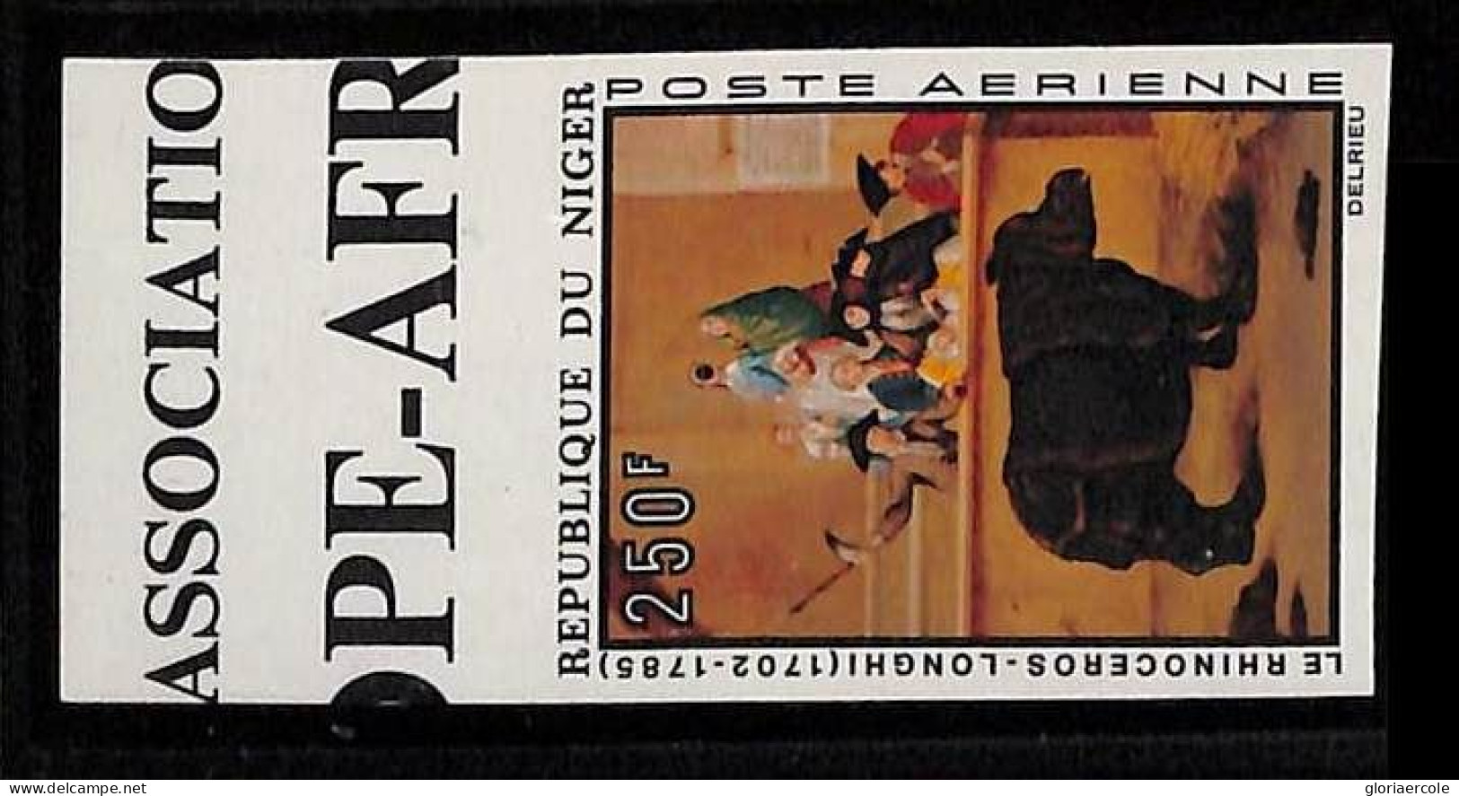 ZA0092b - NIGER - IMPERF Stamp  - ANIMALS Art RHINOCEROS  1974 Air Mail - Rhinoceros