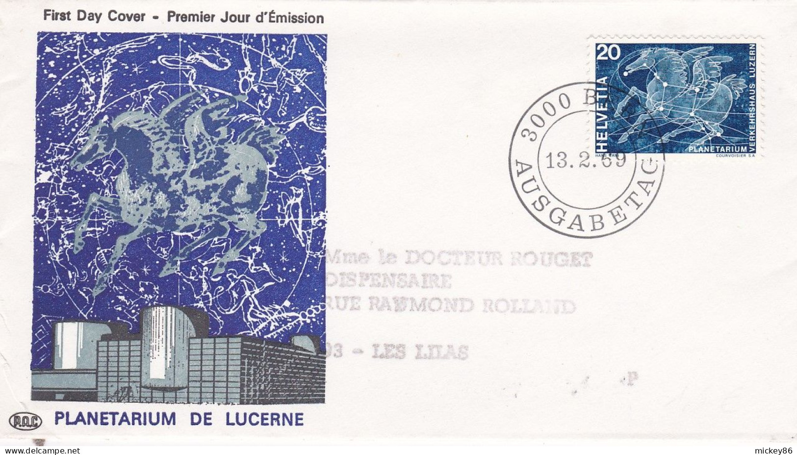 Suisse -- FDC --1969--Planétarium De Lucerne---Cachet BERNE - FDC