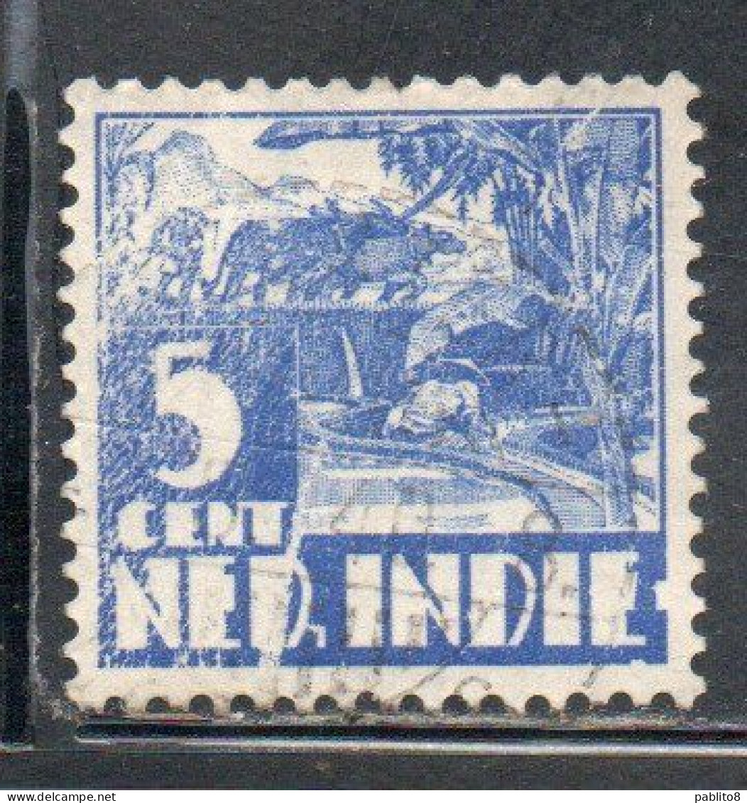 DUTCH INDIA INDIE INDE NEDERLANDS HOLLAND OLANDESE OLANDESI INDIES 1933 1937 1934 RICE FIELD SCENE 5c USED USATO - Nederlands-Indië