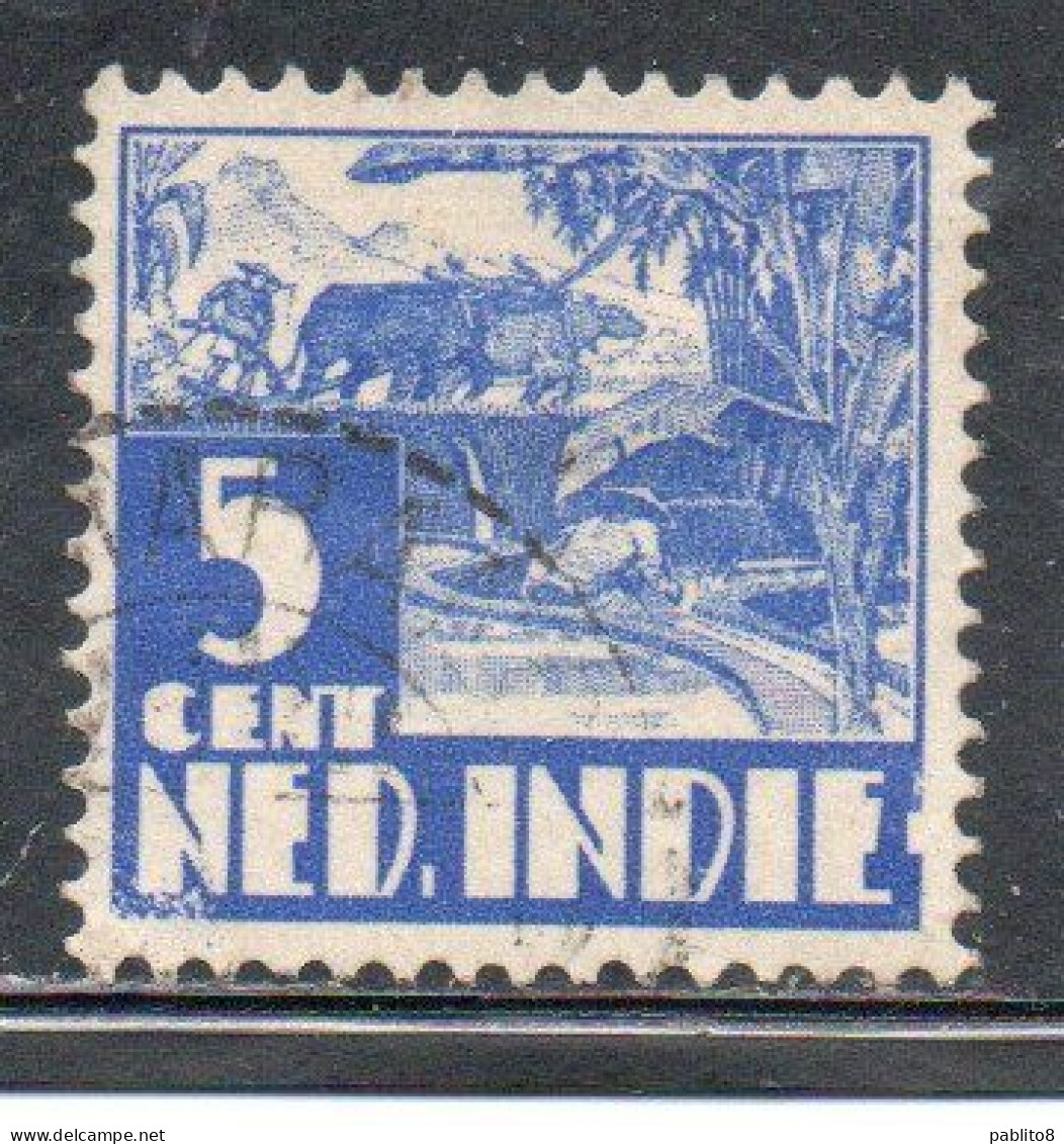 DUTCH INDIA INDIE INDE NEDERLANDS HOLLAND OLANDESE OLANDESI INDIES 1933 1937 1934 RICE FIELD SCENE 5c USED USATO - Nederlands-Indië