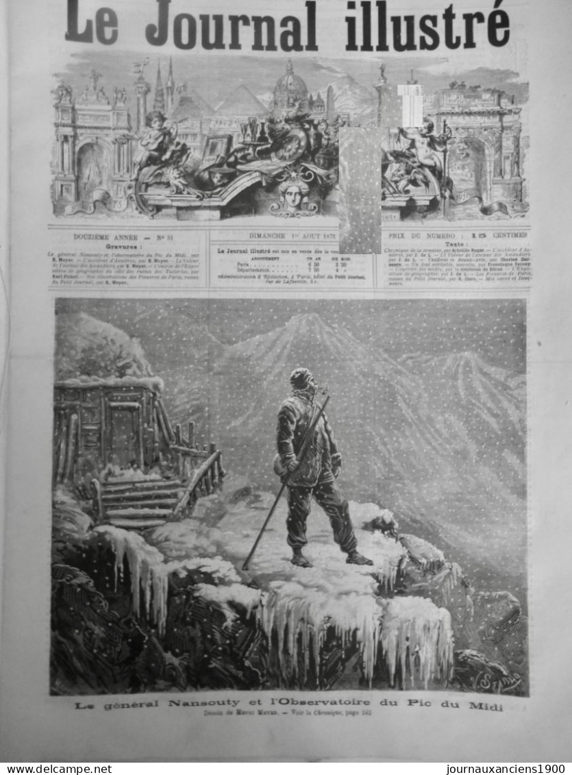 1875 OBSERVATOIRE PIC DU MIDI GL NANSOUTY DESSIN MEYER 1 JOURNAL ANCIEN - Historische Dokumente