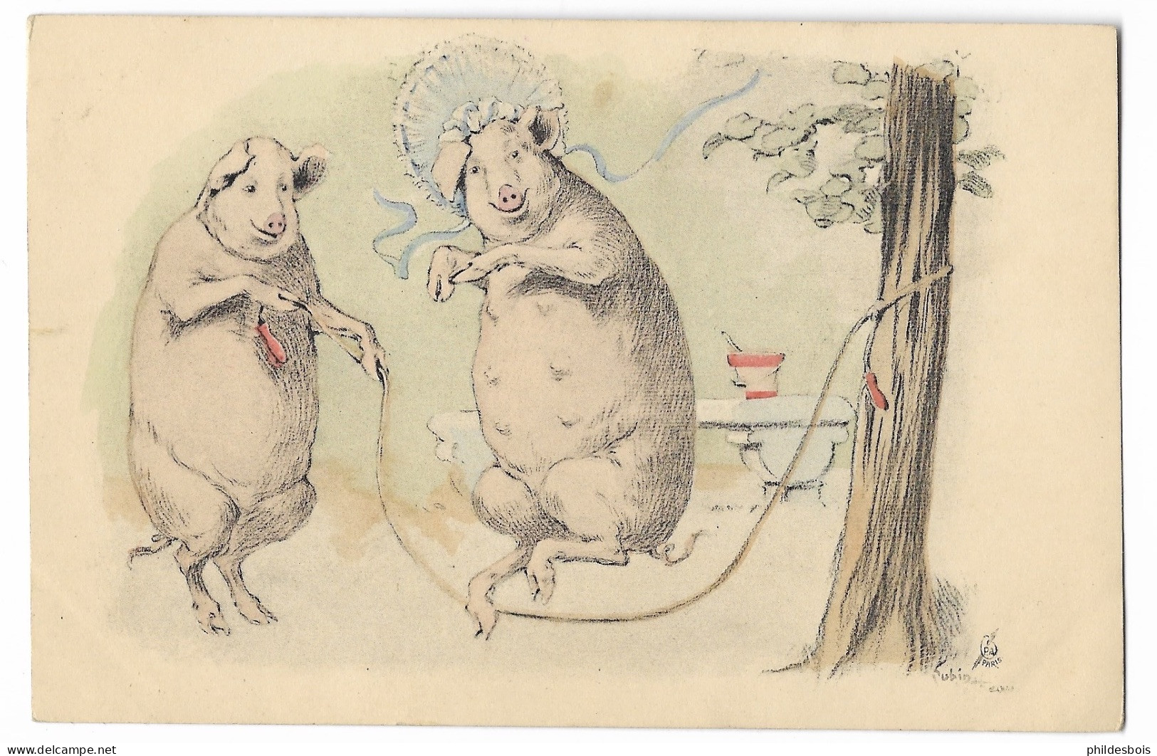 COCHONS HUMANISES ( Corde A Sautée ) 1900 Illustrateur Lubin De Beauvais - Pigs