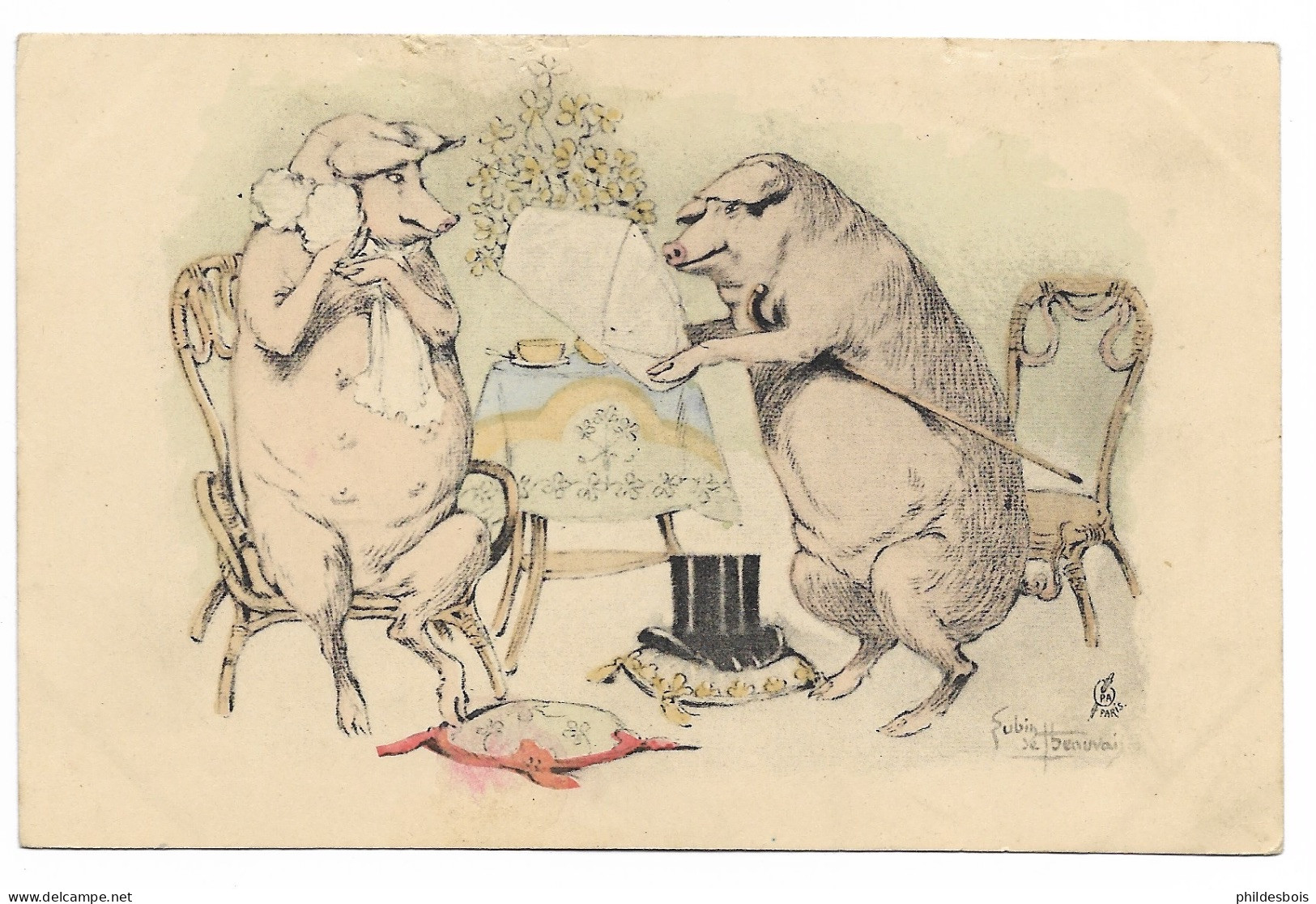 COCHONS HUMANISES ( Lecture ) 1900 Illustrateur Lubin De Beauvais - Schweine