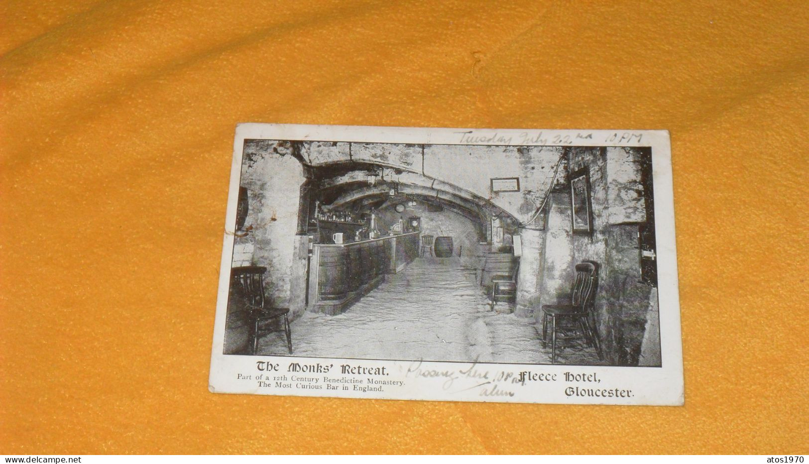 CARTE POSTALE ANCIENNE CIRCULE DATE ?..../ FLEECE HOTEL GLOUCESTER.- THE MONKS' RETREAT...CACHETS + TIMBRES - Gloucester