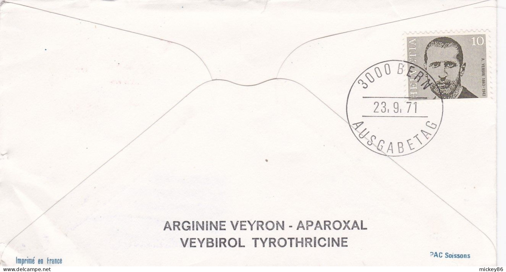 Suisse -- FDC --1971-- Augustin FOREL--Médecin Psychiatre  ...cachet  BERNE..timbre Verso..cachet BERNE - FDC