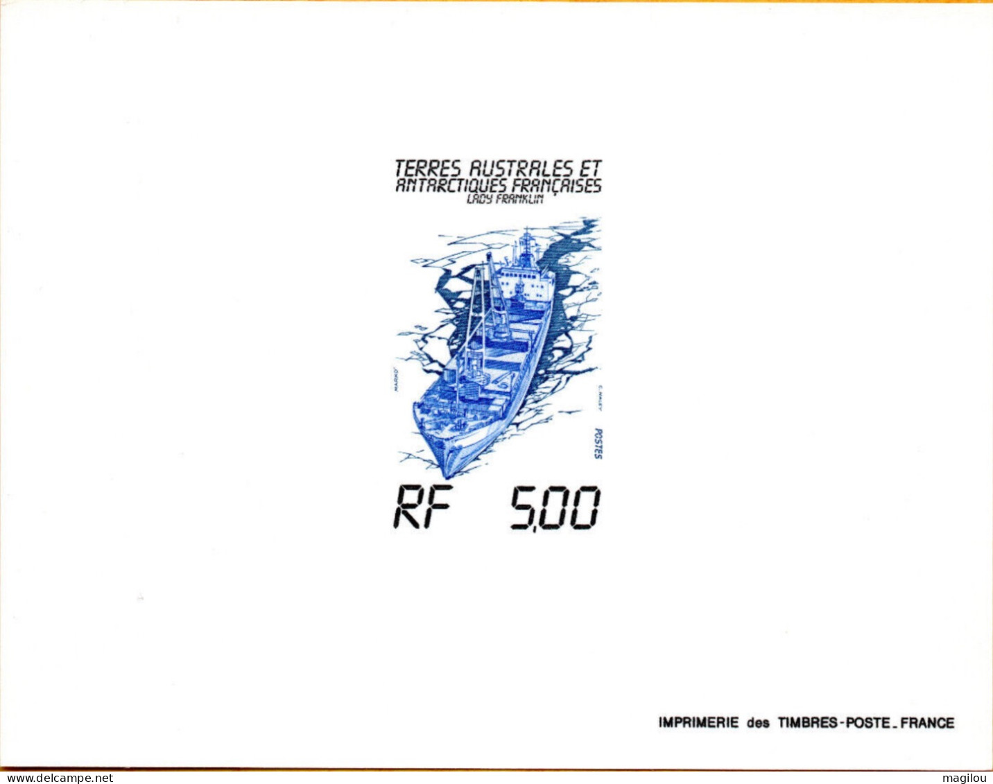 Epreuve De Luxe Taaf/fsat Bateau Lady Franklin  YVT 101 - Imperforates, Proofs & Errors