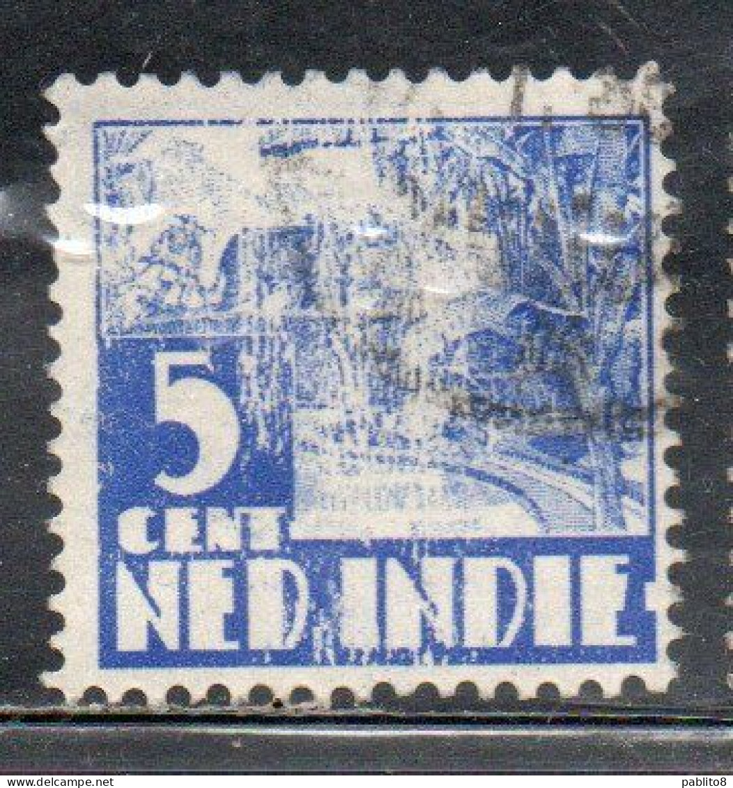 DUTCH INDIA INDIE INDE NEDERLANDS HOLLAND OLANDESE OLANDESI INDIES 1933 1937 1934 RICE FIELD SCENE 5c USED USATO - Nederlands-Indië