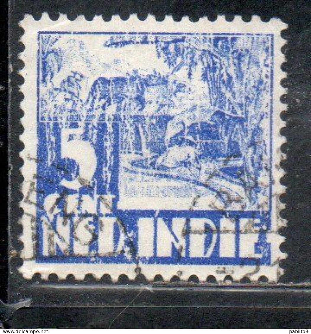 DUTCH INDIA INDIE INDE NEDERLANDS HOLLAND OLANDESE OLANDESI INDIES 1933 1937 1934 RICE FIELD SCENE 5c USED USATO - Nederlands-Indië