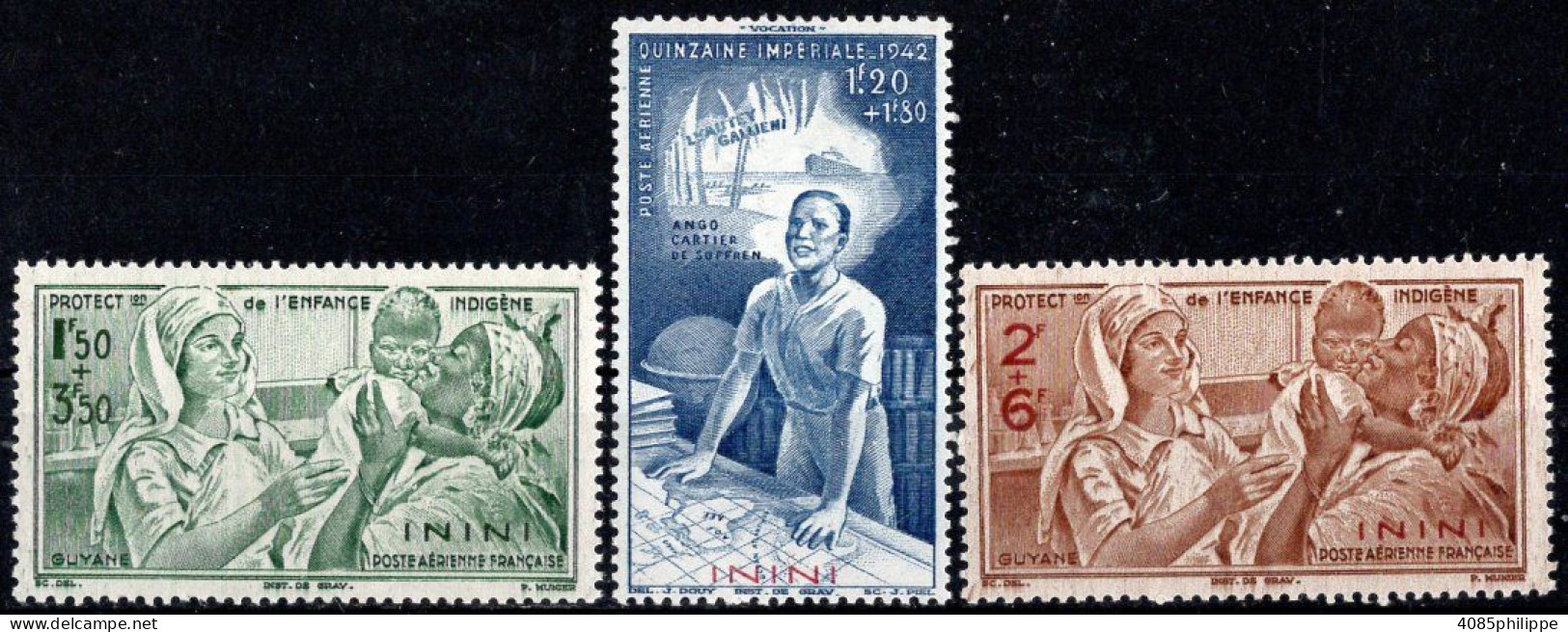 ININI Timbres-Poste Aérienne N°1** à 3** Neufs Sans Charnières TB  Cote : 4€50 - Unused Stamps