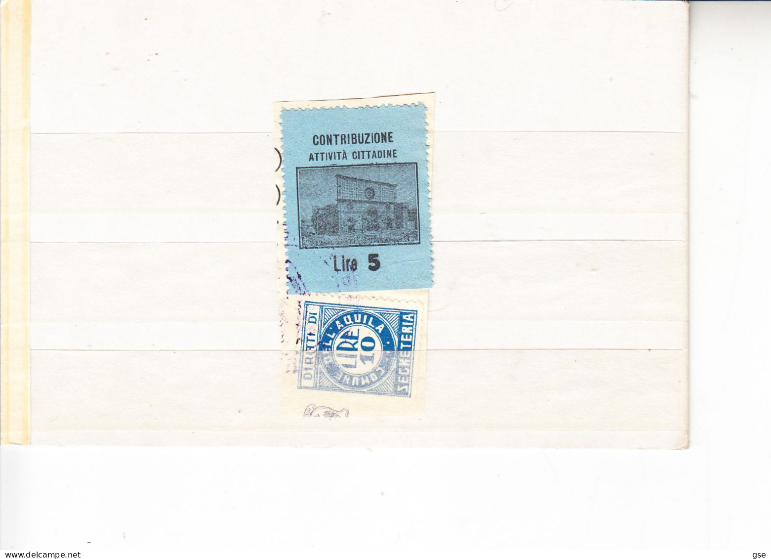 ITALIA - Tassa Fiscale (Comune  E  Con Baslica Di Collemaggio) - Revenue Stamps