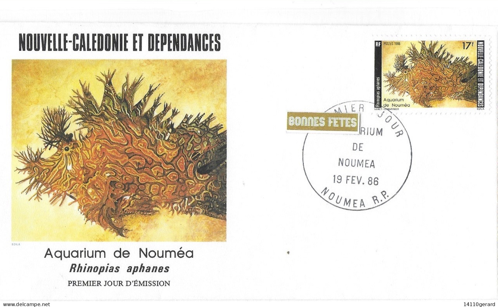 NOUVELLE -CALÉDONIE ET DÉPENDANCES  AQUARIUM DE NOUMÉA 19 Fev 1986 - Cartas & Documentos