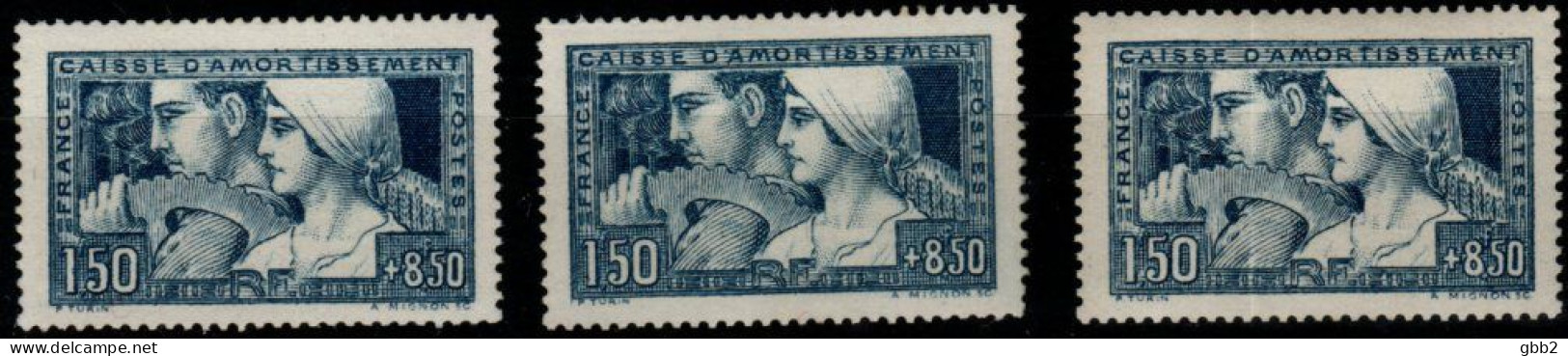 FRANCE - YT N° 252" CAISSE D'AMORTISSEMENT". (252,252a Et 252b). Neuf LUXE**. SEULE PROPOSITION. TRES TRES RARE. - 1927-31 Sinking Fund