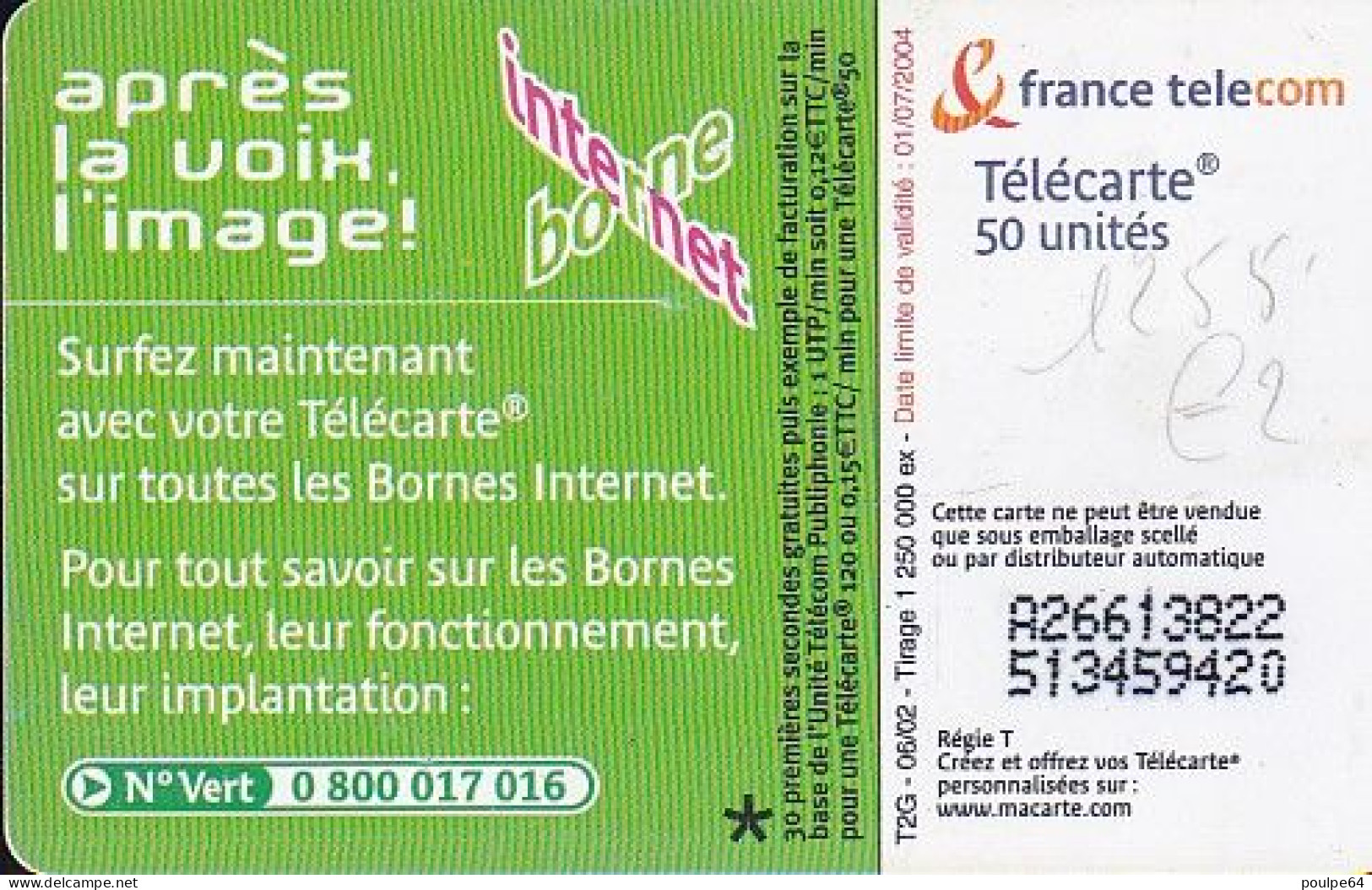 F1223  06/2002 - BORNE INTERNET - SURF - 50 SO3 - 2002