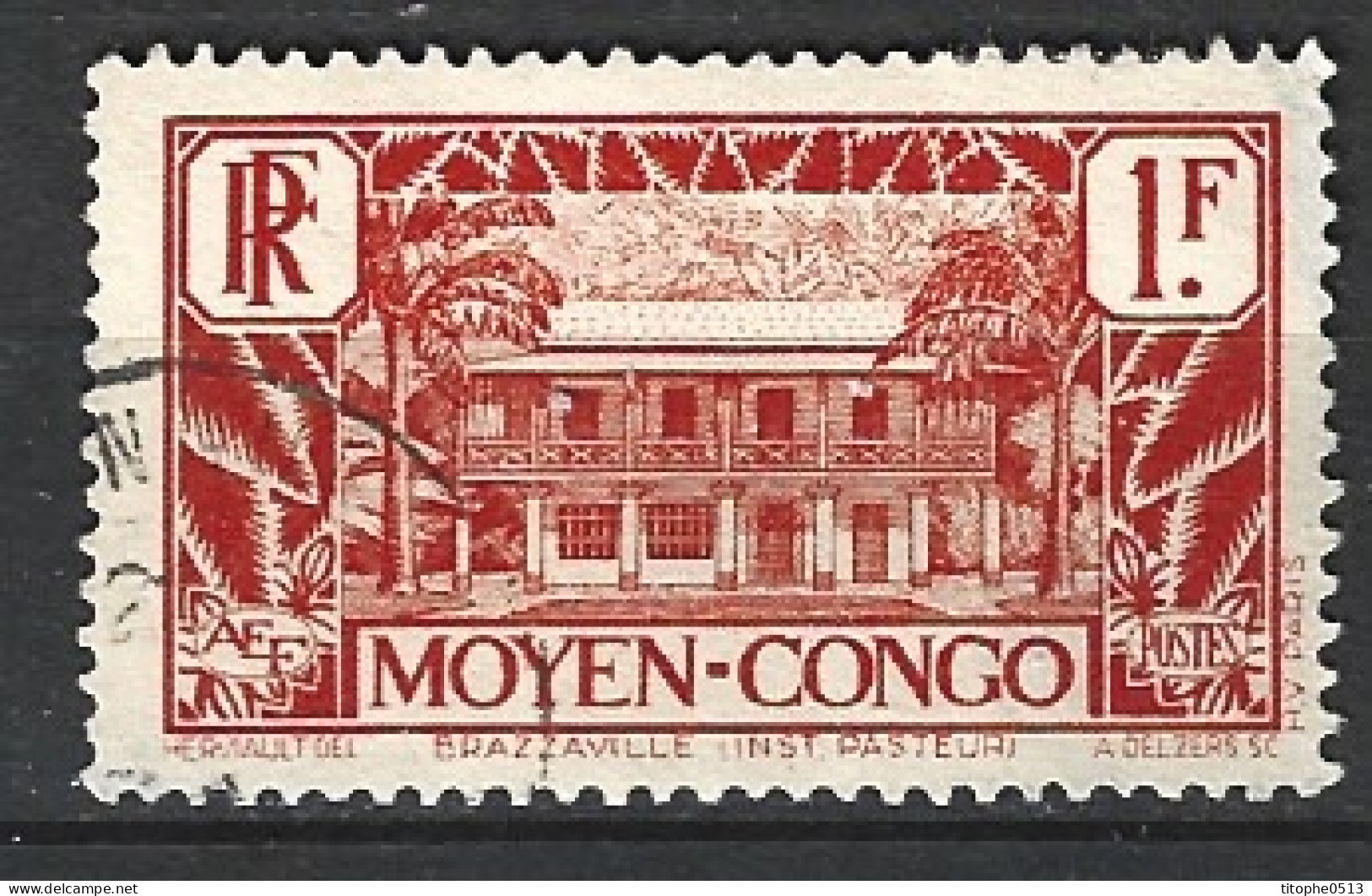 MOYEN-CONGO. N°128 Oblitéré De 1933. Institut Pasteur. - Louis Pasteur