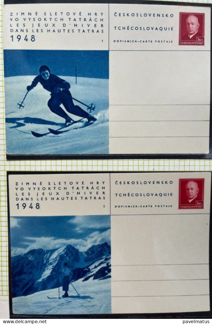 Czechoslovakia 1948 Complete Unused Picture Postal Card Set Winter Sports Games High Tatras (8 Pieces) - Cartes Postales