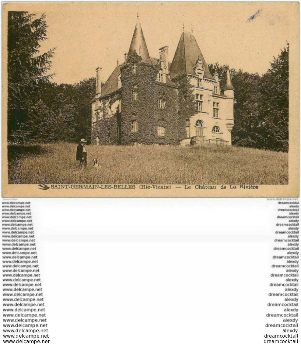 87 SAINT GERMAIN LES BELLES. Château De La Rivière Personnage Et Son Chien - Saint Germain Les Belles