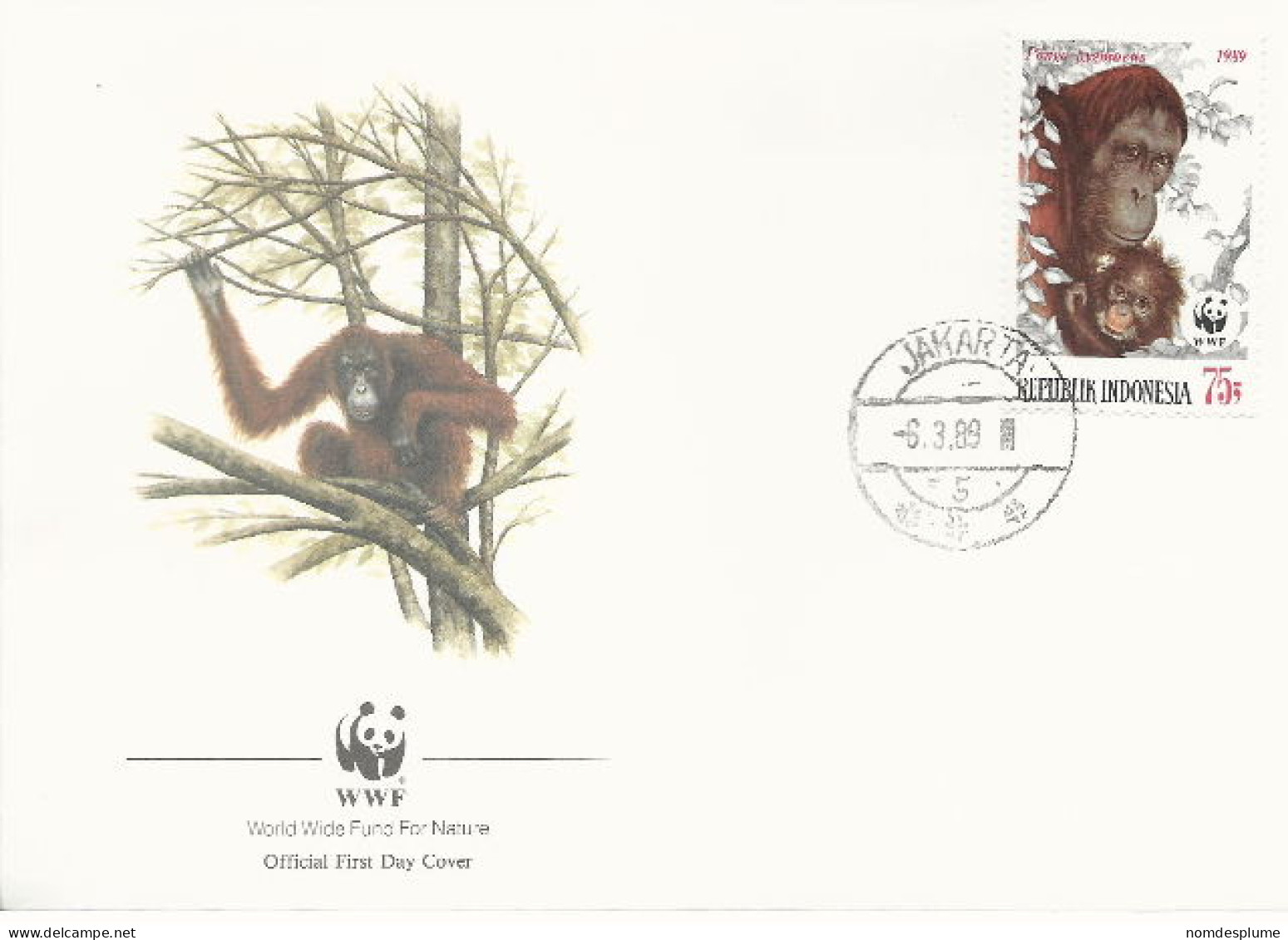 26024 ) Indonesia WWF 1989  Orangotan Monkey Ape Mammal Cover - Briefe U. Dokumente