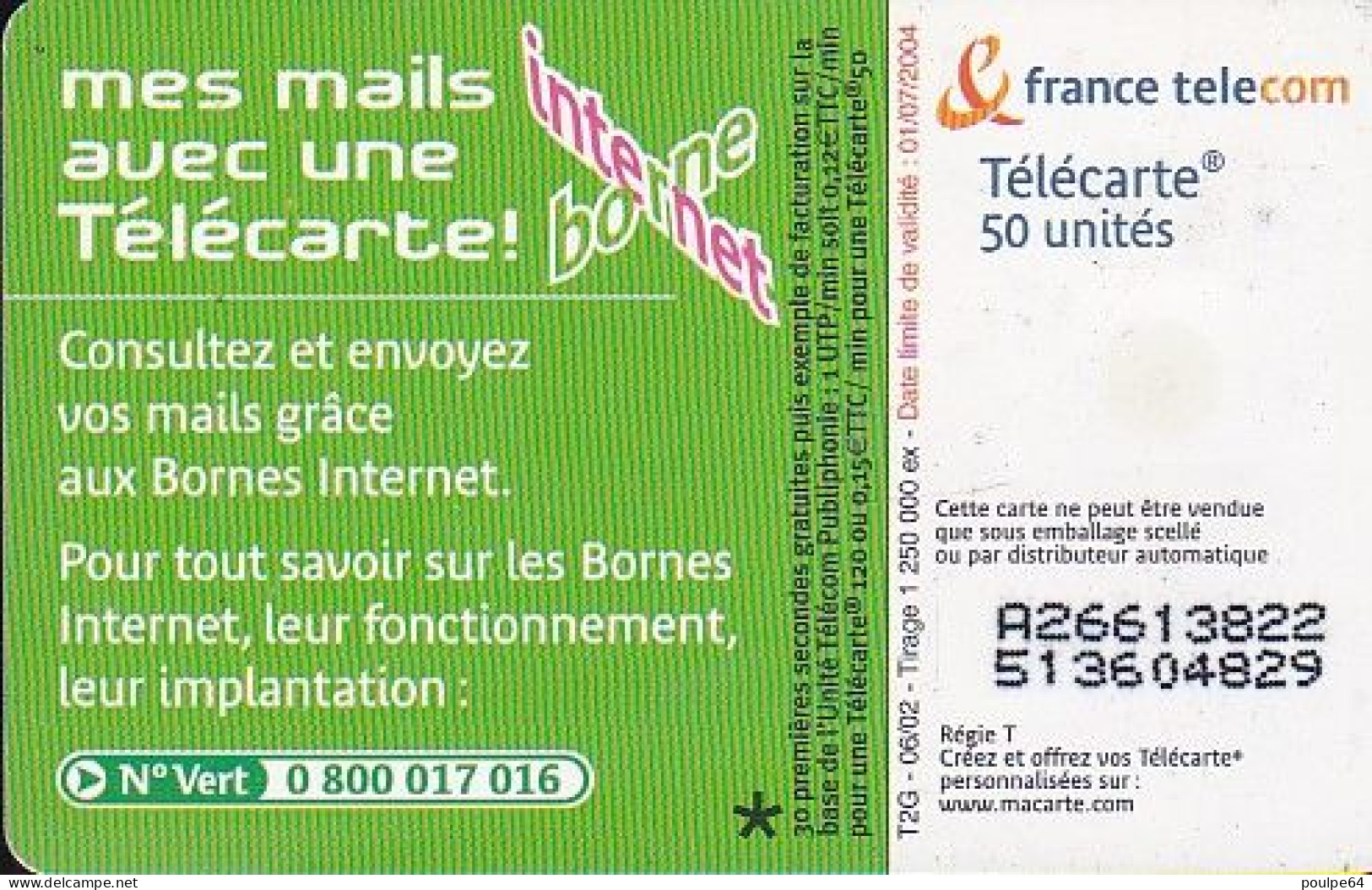 F1224  06/2002 - BORNE INTERNET - MAILS - 50 SO3 - 2002