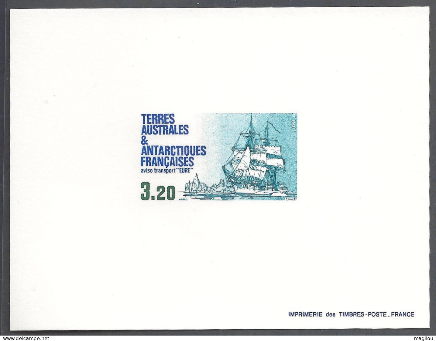 Epreuve De Luxe Taaf/fsat Bateau Aviso YVT 129 - Imperforates, Proofs & Errors