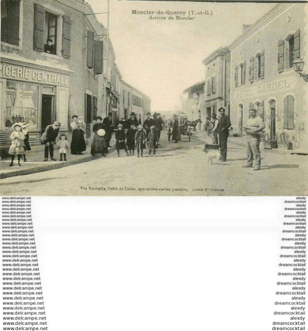 82 MONCLAR-DE-QUERCY. Epicerie Centrale Et Hôtel Gardel 1921. Edition Verdeille Débit Tabac Et Cartes Postales - Montclar De Quercy