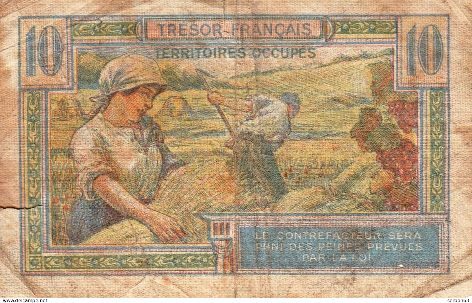 BON - BILLET - MONNAIE - TRÉSOR FRANÇAIS - 10 FRANCS - N° A 00189826 TERRITOIRES OCCUPES VENTE EN L'ETAT - 1947 Staatskasse Frankreich