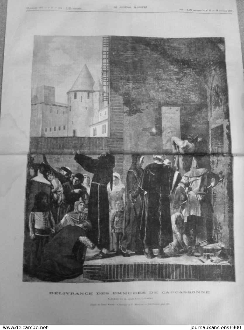 1879 CARCASSONNE DELIVRANCE EMMURES DEMOLISSEUR MOINE TABLEAU LAURENS 1 JOURNAL ANCIEN - Historische Documenten