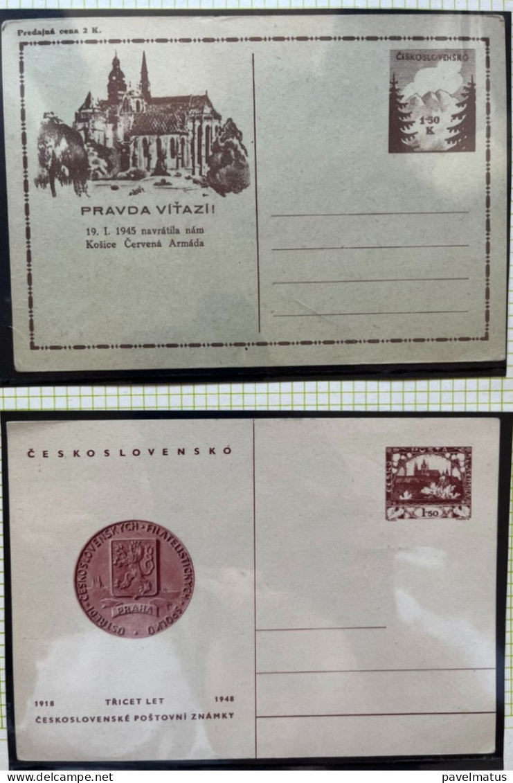 Czechoslovakia 1945 - 58  Unused  Postal Card   Selection (5 Pieces) - Ansichtskarten