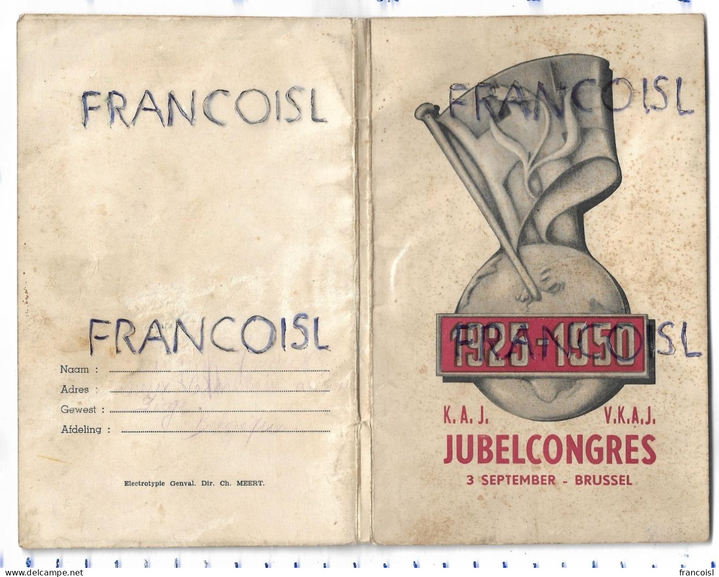 Congrès Du Jubilé De La J.OC. / K.A.J. Bruxelles 1950 - Sociologie