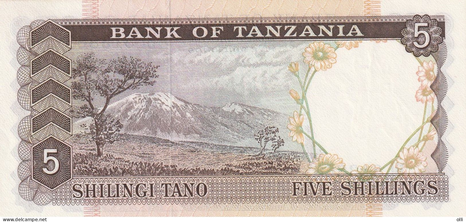 TANZANIA  5 SHILLINGS  1966  P-1   UNC - Tanzanie