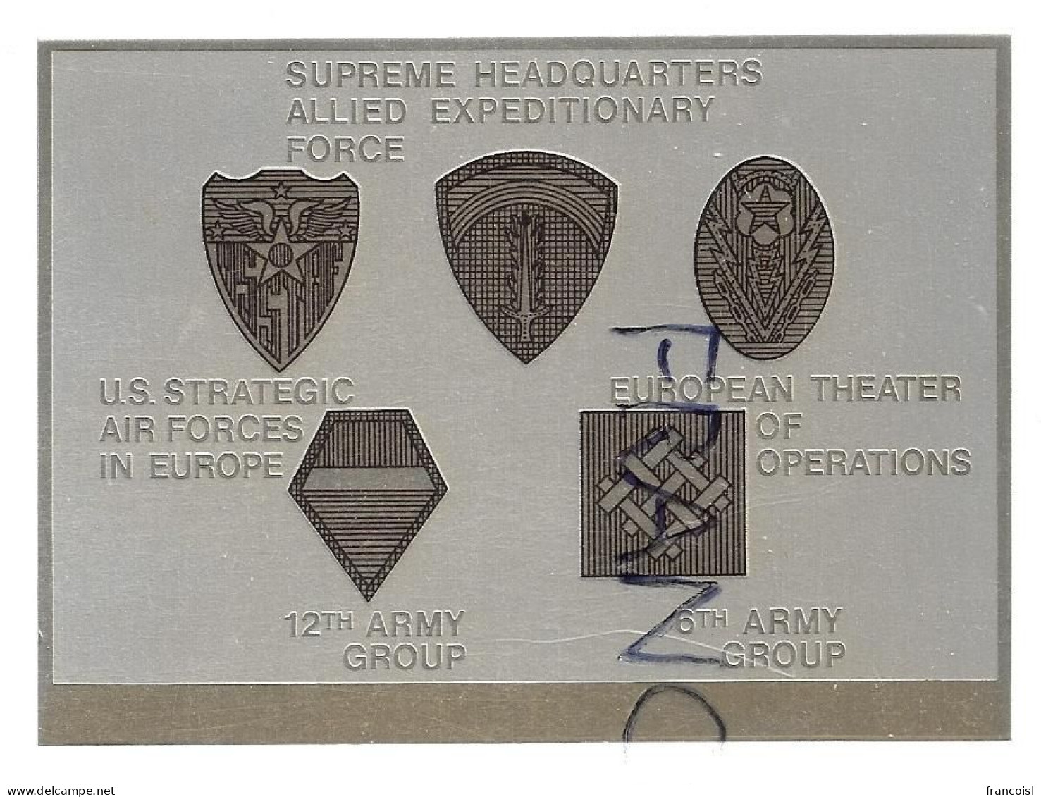 Plaque Commémorative Supreme Headquarters Allied Expeditionary Force - Autres & Non Classés