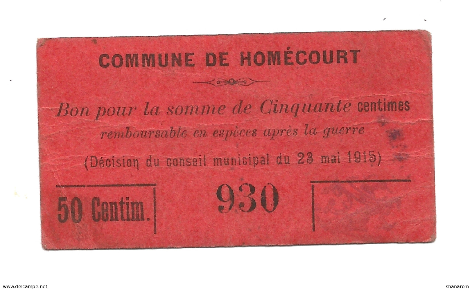 1914-1918 // Commune De HOMECOURT (Meurthe Et Moselle 54) // Trois Bons - Bonos