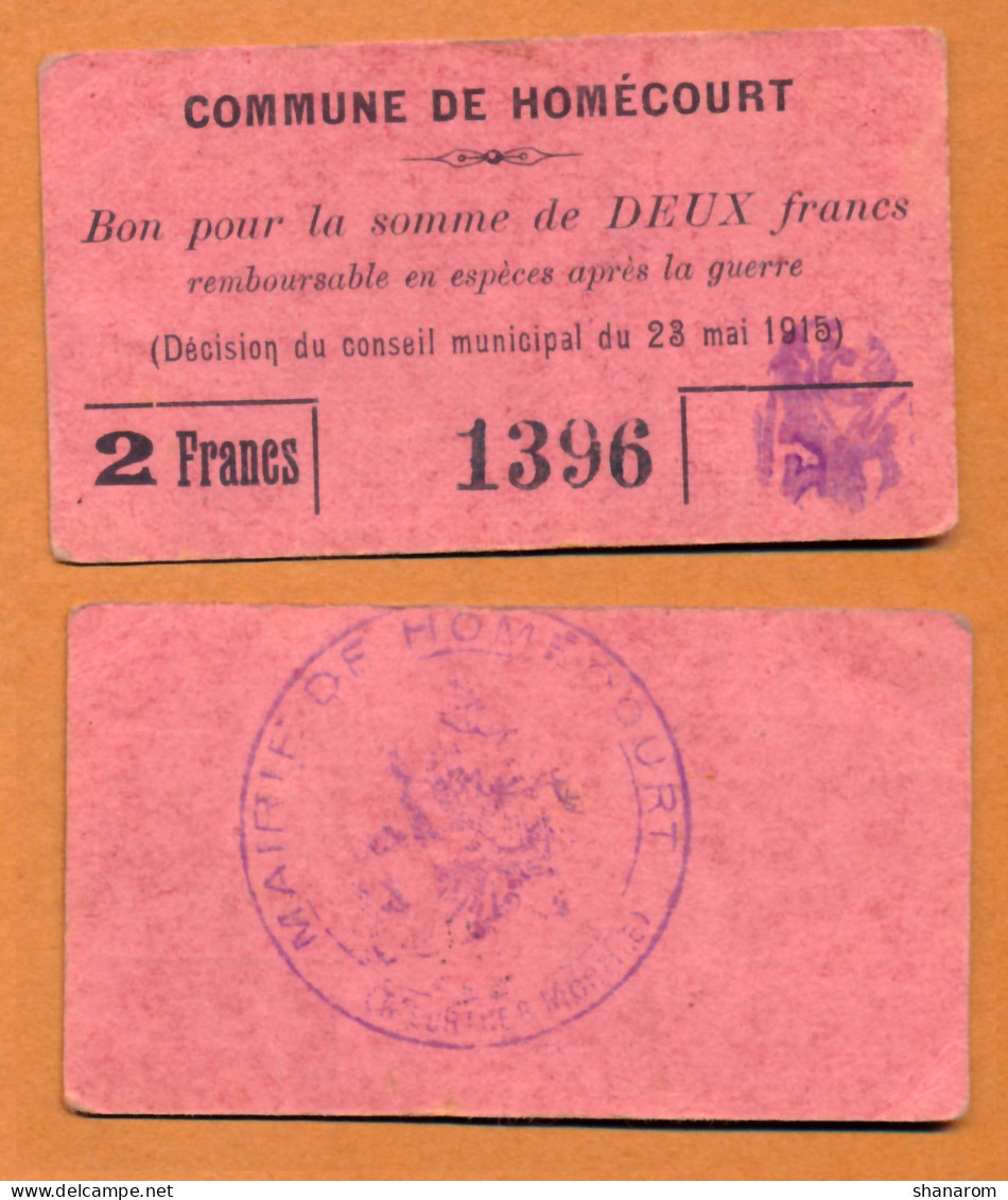 1914-1918 // Commune De HOMECOURT (Meurthe Et Moselle 54) // Trois Bons - Notgeld