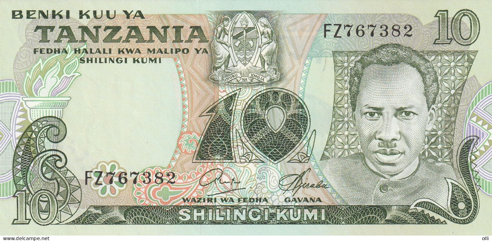 TANZANIA   10 SHILLINGS  19  P-6   UNC - Tanzania