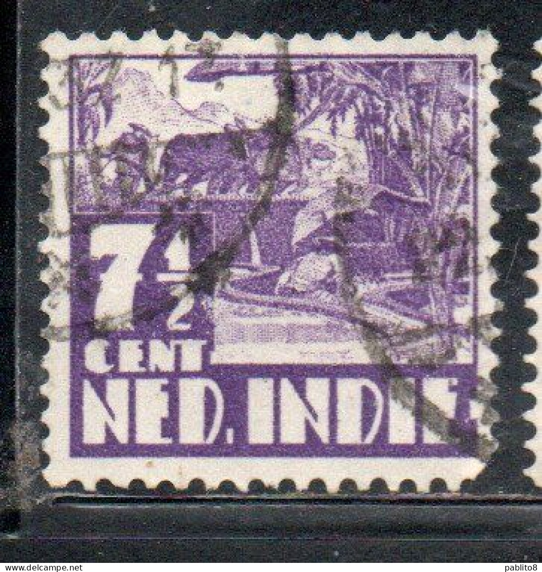 DUTCH INDIA INDIE INDE NEDERLANDS HOLLAND OLANDESE OLANDESI INDIES 1933 1937 1934 RICE FIELD SCENE 7 1/2c USED USATO - Nederlands-Indië